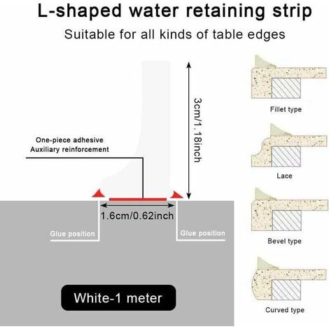 Barriera antiallagamento da 100 cm, guarnizione impermeabile per porte di bagno e cucina, separazione tra zona umida e asciutta, striscia di soglia per doccia e vasca da bagno (1/3)