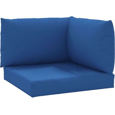 Un ensemble de 3 coussins pour plateau, en tissu Oxford bleu. (1/5)