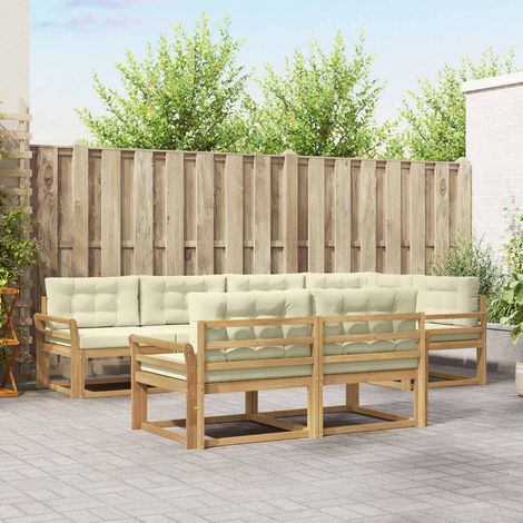 vidaXL Outdoor-Sofagarnitur mit Kissen 6 pcs Weiß und Creme Polyester (1/5)