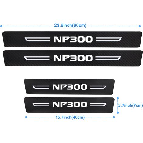 (4 pièces) Autocollants de seuil de porte pour Nissan NP300,coffre arrière,pare-chocs,ruban de protection imperméable en fibre de carbone,autocollants intérieurs durables (1/3)
