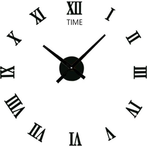 Horloge murale silencieuse 3D moderne en acrylique noir, auto-adhésive pour salon et maison (1/5)