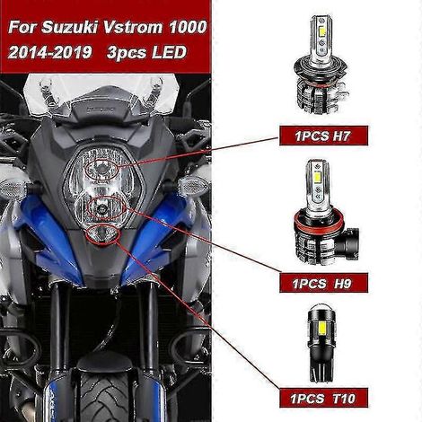 3pcs Motorcycle 9600lm Led Headlight High Low Beam Parking Light Bulbs Kit For Suzuki Vstrom 1000 2014-2016 2018 2019 (1/4)