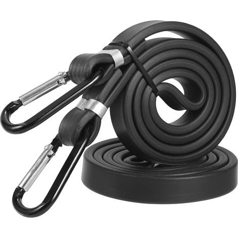 Tendeurs Elastique avec Mousqueton Crochets, 2pcs 100cm Sangle Elastique pour Vélo, Moto, Valise, Porte-Bagages, Sandow pour Bache Piscine, 100% Latex (Version Renforcée 1.1.2023) (1/5)