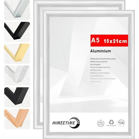 Bilderrahmen A5 DIN Metall Aluminium Alu Silber A5(14.8x21cm) 2x (1/5)