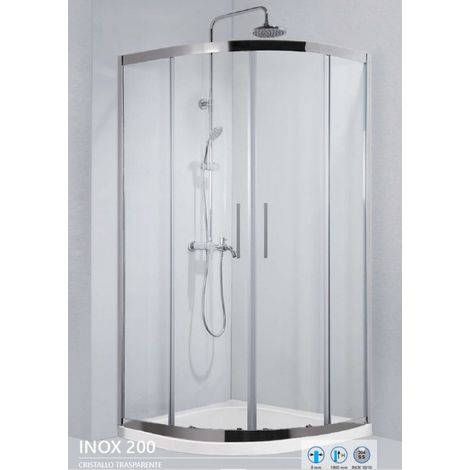 Parois de douche ¼ de cercle INOX 200 H. 190 cm-Transparent-Transparent-- (1/3)