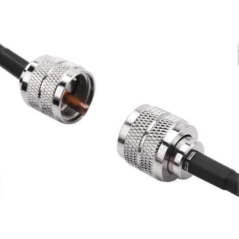 Câble coaxial UHF RG58 de 15 m, câble PL259, 50 ohms, câble d'antenne radio CB, connecteurs UHF mâle et mâle, édition 527 (1/5)