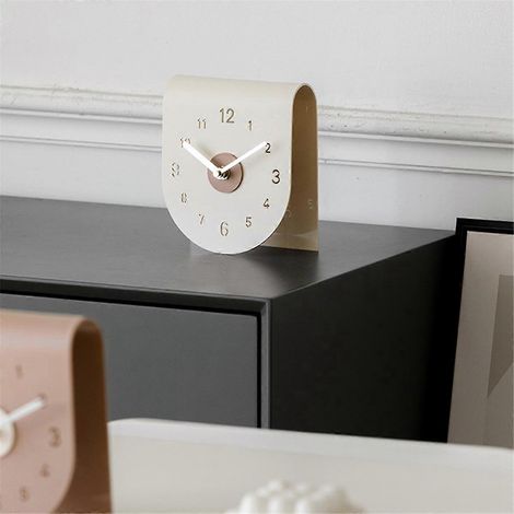Horloge de style minimaliste, décoration salon/chambre, blanc cassé (1/5)