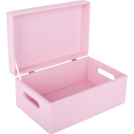 Scatola Portaoggetti in Legno con Manici 30x20x14 cm – Rosa