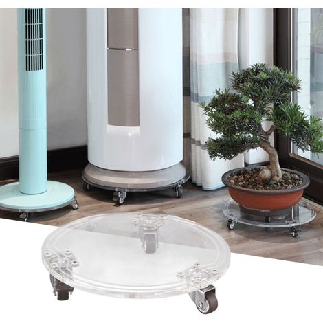 Socle Transparent Circulaire pour Pots de Fleurs et Appareils Domestiques - Socle Acrylique avec Roulettes pour Purificateur, Climatisation et Radiateur, Facilité de Drainage et Mobilité (Dimensions V