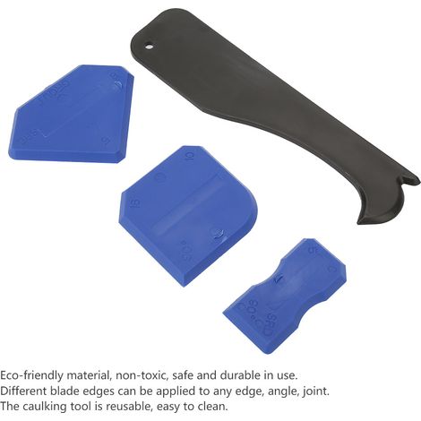 4PCS Kit outils calfeutrage silicone pelle retrait mastic grattoir ciment verre (Bleu) (1/5)