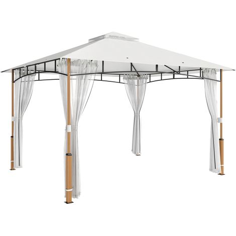Gazebo da Giardino 360x300x275 cm Tetto Doppio in Metallo e Poliestere UPF50+ con Rete Crema (1/5)