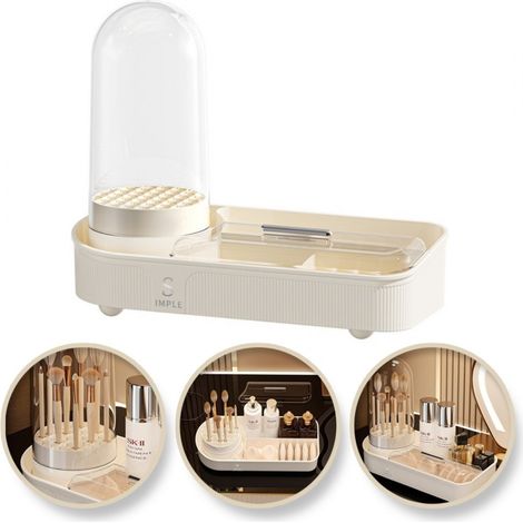 Ecarla drehbarer Organizer für Pinsel und Kosmetikartikel 33,5 x 28 x 14 cm Creme CB69 (1/5)