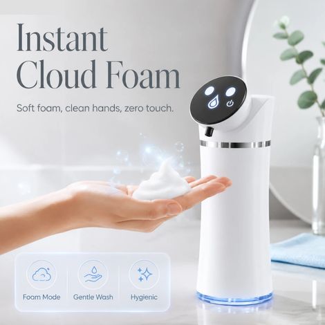 Distributeur de savon automatique LED HD (mousse) avec buse bionique à 45° et port USB, idéal pour les salles de bain et les chambres d'enfants. (1/5)