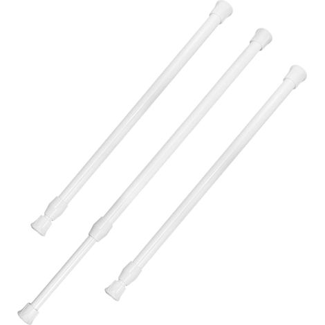 3pcs Tringle Rideau Sans Percage Extensible 30-50cm Barre Rideau Blanche (1/5)