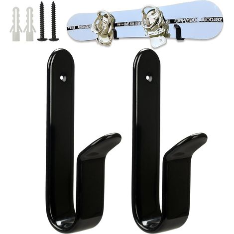 Porte Ski Mural 2 Pièces Support Ski Mural Rangement à Skis Support Horizontal pour Snowboard Skiboard Skateboard Longboard pour Chambre, Garage (1/5)