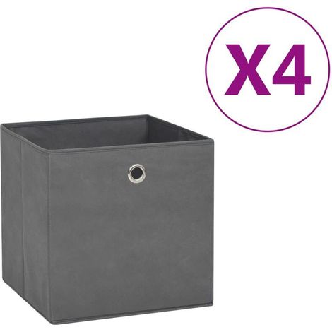 Boîtes de rangement 4 pcs Tissu intissé 28x28x28 cm Gris vidaXL - Boîtes de rangement 4 pcs Tissu intissé 28x28x28 cm Gris vidaXL (1/5)