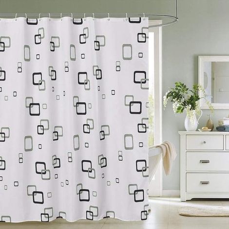 Rideau Douche Polyester 180x180cm Anti-Moisissure Lavable (1/4)