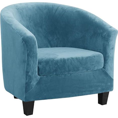 Housse de fauteuil extensible chaise salon baignoire avec coussin eau foncé Bleu (1/5)
