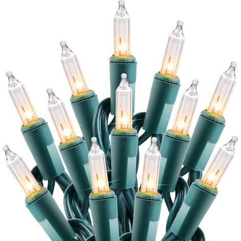 Clear Lights Lot de 100 mini ampoules à incandescence de 7,6 m pour intérieur, guirlande d'arbre de Noël, anniversaire, mariage, festival, décoration, fil vert (1/4)