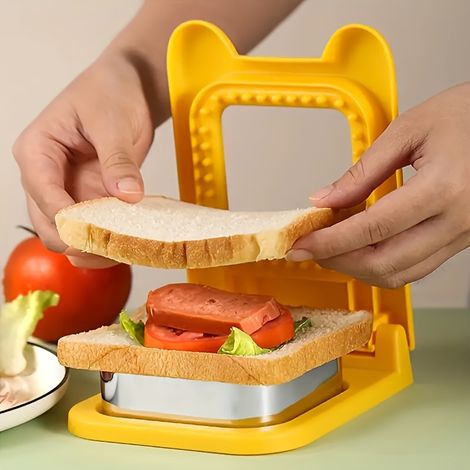 Appareil à sandwich en acier inoxydable et plastique - 1 pièce, outil carré de scellage et de découpe, appareil à sandwich (1/5)