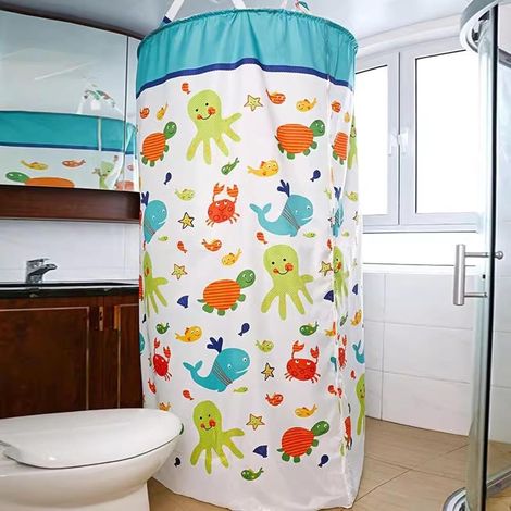 Rideau de douche rond en polyester, diamètre 100 cm x longueur 200 cm (1/5)