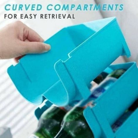 Lot de 3 Range-bouteilles de réfrigérateur empilable pour réfrigérateur et boisson - Boîte de rangement pour bidons de bière - Bleu (1/4)