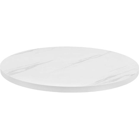 Tablero de mesa redondo blanco de repuesto, fácil de transportar, fabricado en tablero de alta densidad y de fácil mantenimiento, ideal para patios y manualidades. (1/5)