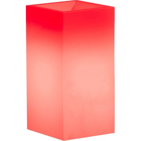 Quadratische leuchtende Vase "Cube", mit Dekoration, für den Außenbereich und Garten 'Made in Italy' 40 x 40 cm -80 cm / Rot / Mit Kabel (1/5)