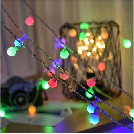 Vtizikl Guirlande lumineuse boule de sapin de Noël, guirlande lumineuse LED colorée, éclairage de décoration intérieure, guirlande lumineuse de Noël, 8 fonctions, 12 mètres, 100 lumières