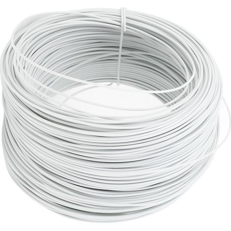 Fil de fer électro-galvanisé 0,55 mm, 85 m, rond, revêtu de PVC, robuste, flexible et malléable, pour le cerclage de câbles, blanc (1/5)