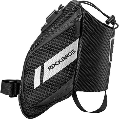 Borsa da sella per bicicletta con tasca portaborraccia da 1,5 l - nera (1/3)