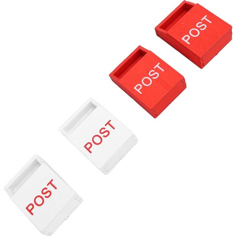 Lot de 10 boîtes aux lettres décoratives en bois pour enfants, mobilier de jardin, jouet de maison miniature, blanc et rouge (1/5)