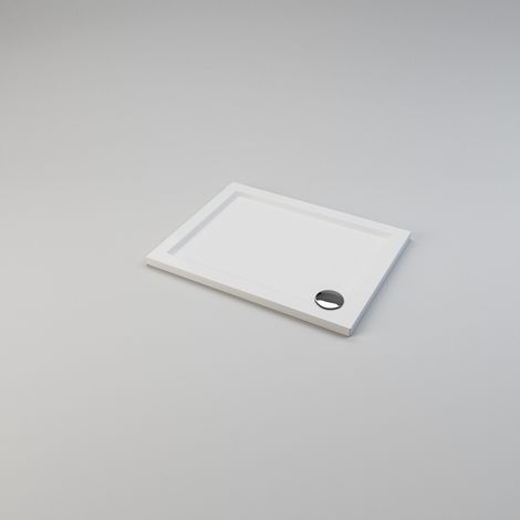ELEGANT 900 x 700 x 40 mm Shower Tray Slimline Square Shower Enclosure Base Gloss White with Waste Trap