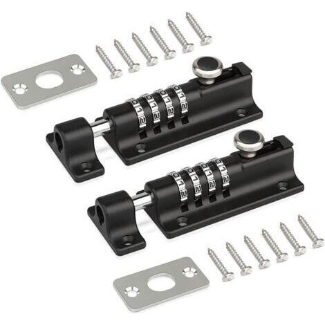 FENOPLASTICALot de 2 serrures de porte à combinaison, serrures à code, serrures à combinaison pour chenils, granges, hangars, entrepôts, noir (1/4)