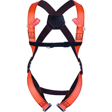 Anti-Fall 2-Punkt-Geschirr Rücken, Brust Stahl, Polyester Orange
