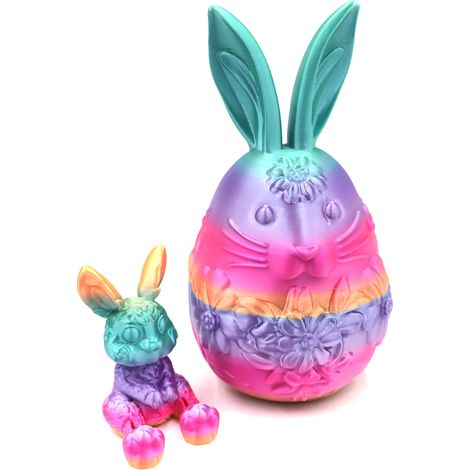 Œuf de Pâques surprise imprimé en 3D, figurine décorative de lapin articulée (1/3)