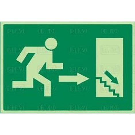 señal 963 plast.297x210''s.emerg.dch''lum. (pictograma)salida dcha.escalera.abajo.