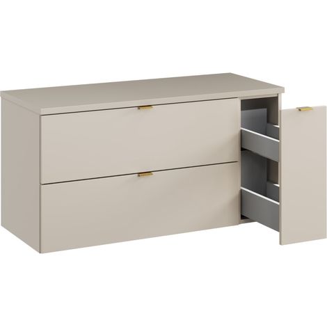 Meuble sous vasque suspendu DALIA Cachemire 100cm avec meuble cargo coulissant (1/5)