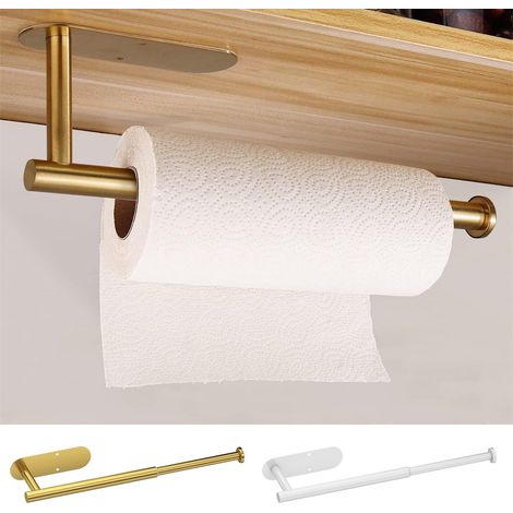 Support Pour Essuie-Tout Rétractable - Acier Inoxydable - Murale Sans Perçage - Convient Cuisine Salle De Bain Garage - 1 Pièce (1/5)