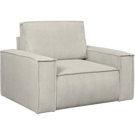 Poltrona in Velluto a coste Beige - AMELIA (1/4)