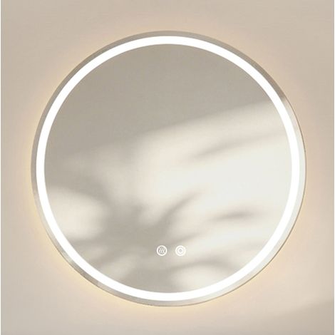 Espejo de baño con luz 80 cm, redondo, antivaho, regulable, 3 temperaturas, táctil OKMYHOME (1/5)