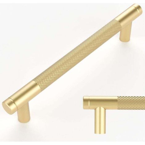 Pack of 10 gold-tone knurled cabinet handles, 128 mm center-to-center, kitchen cabinet handles for drawers, dressers, cupboards and wardrobes MUMU