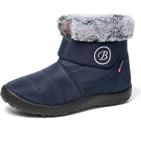 1 paire bottes de neige pour femmes, chaudes et imperméables, avec doublure polaire, semelle antidérapante, fermeture éclair, plateforme (1/5)