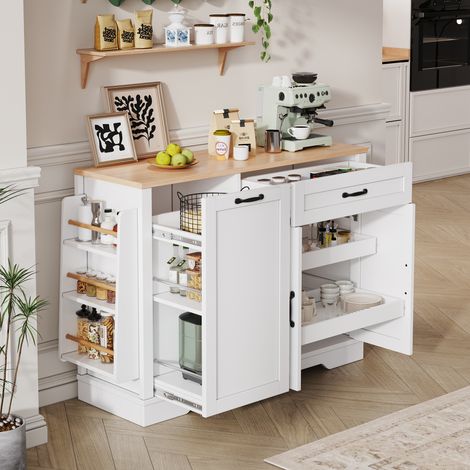 Buffet de rangement 115x40x87 cm pour cuisine et salle à manger, étagères et tiroirs, MDF blanc