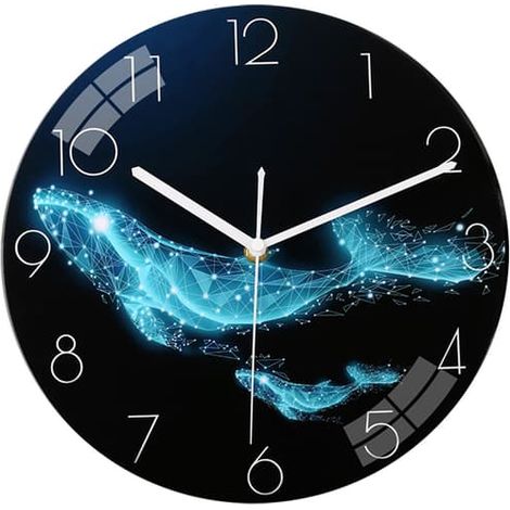 Horloge murale silencieuse à piles, ronde, en MDF, décorative, pour salon, chambre ou bureau, 30 cm, style géométrique. (1/5)