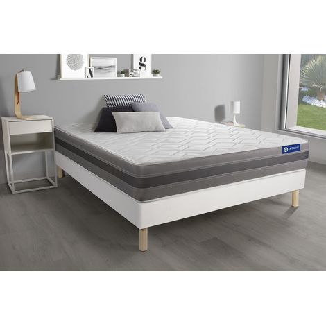 Ensemble matelas ACTIMEMO RELAX mémoire de forme 160x200 cm Maxi épaisseur 5zones de confort + sommier KIT blanc (1/6)