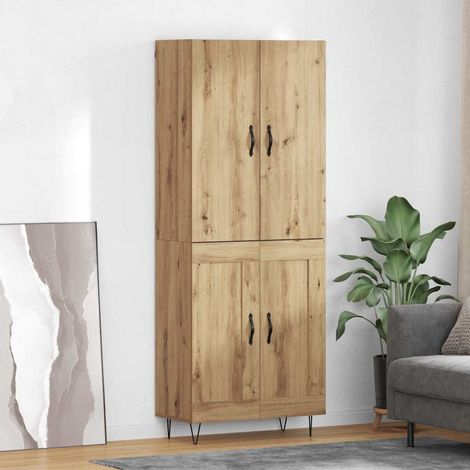 Highboard 2 pcs Artisan-Eiche Ingenieurholz und Glas