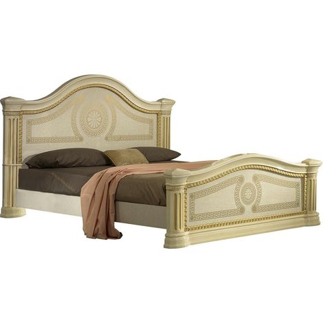 Lit design laqué beige et doré Savana 180x200 (1/3)