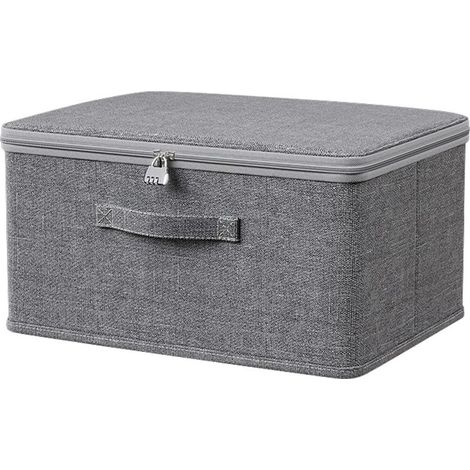 Boîte de rangement en tissu, boîte verrouillable avec cadenas à combinaison,453526cm (1/5)