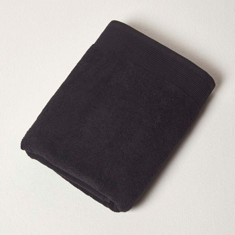 HOMESCAPES Black 100% Combed Egyptian Cotton Bath Towel 700 GSM